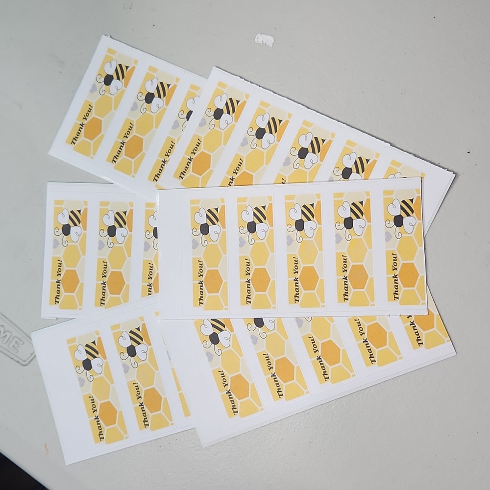 Hand Crafted Bee w/ Honeycomb Thank You Stickers 100 Count